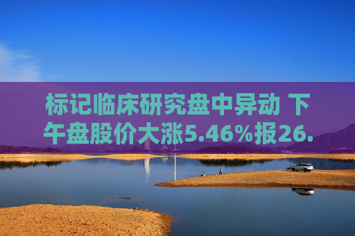 标记临床研究盘中异动 下午盘股价大涨5.46%报26.87美元