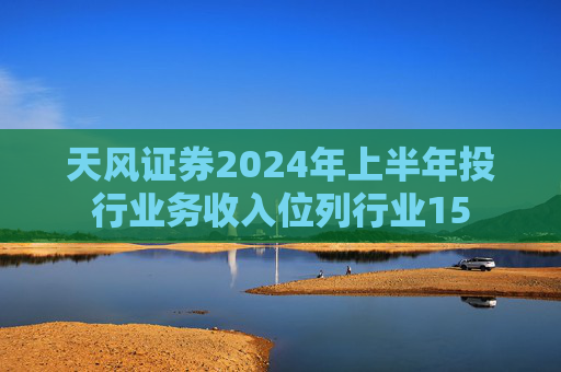 天风证券2024年上半年投行业务收入位列行业15