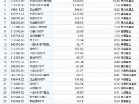 最受青睐ETF：9月18日华泰柏瑞沪深300ETF获净申购13.94亿元，易方达沪深300ETF获净申购12.46亿元（名单）